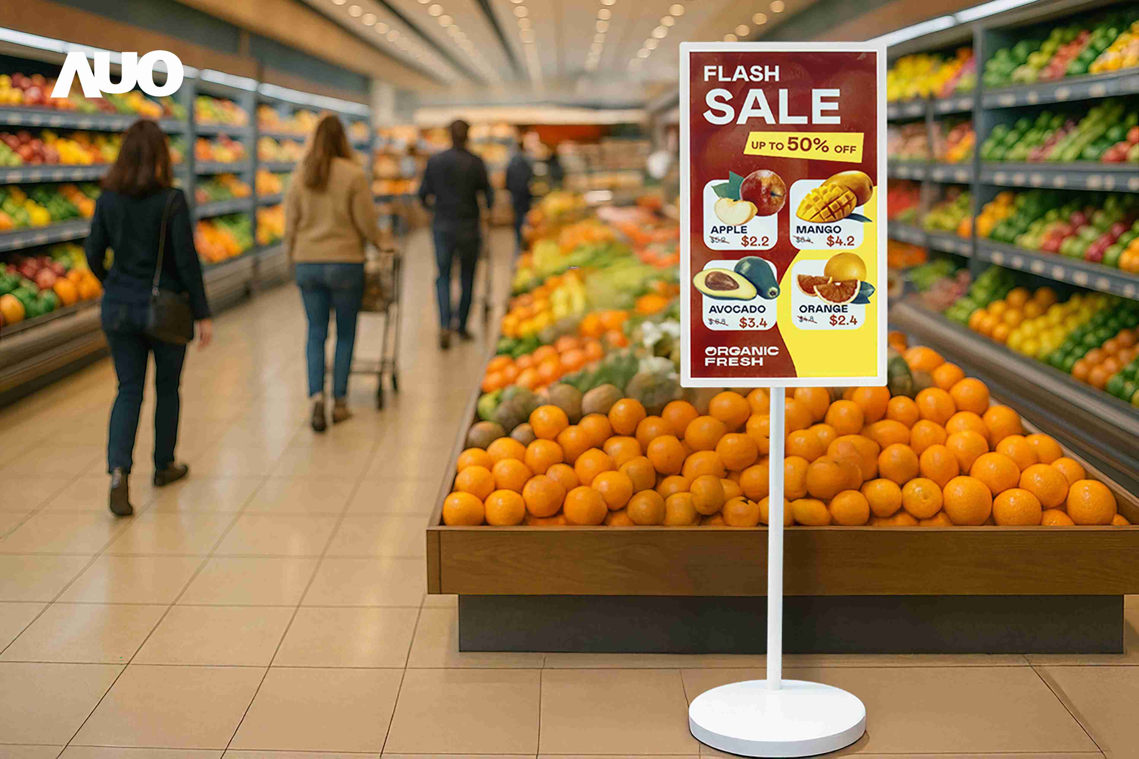 达擎首亮相低功耗、、、全彩的〝aecoPost电子纸解决方案〞，，，，仅在更新画面时需要微量的电力驱动，，，无需布建电线的便捷设计，，使其可灵活应用、、随意置放，，，并可透过云端或行动装置app，，，轻松管理及排程广告内容，，，，晋升店头营销利器。。